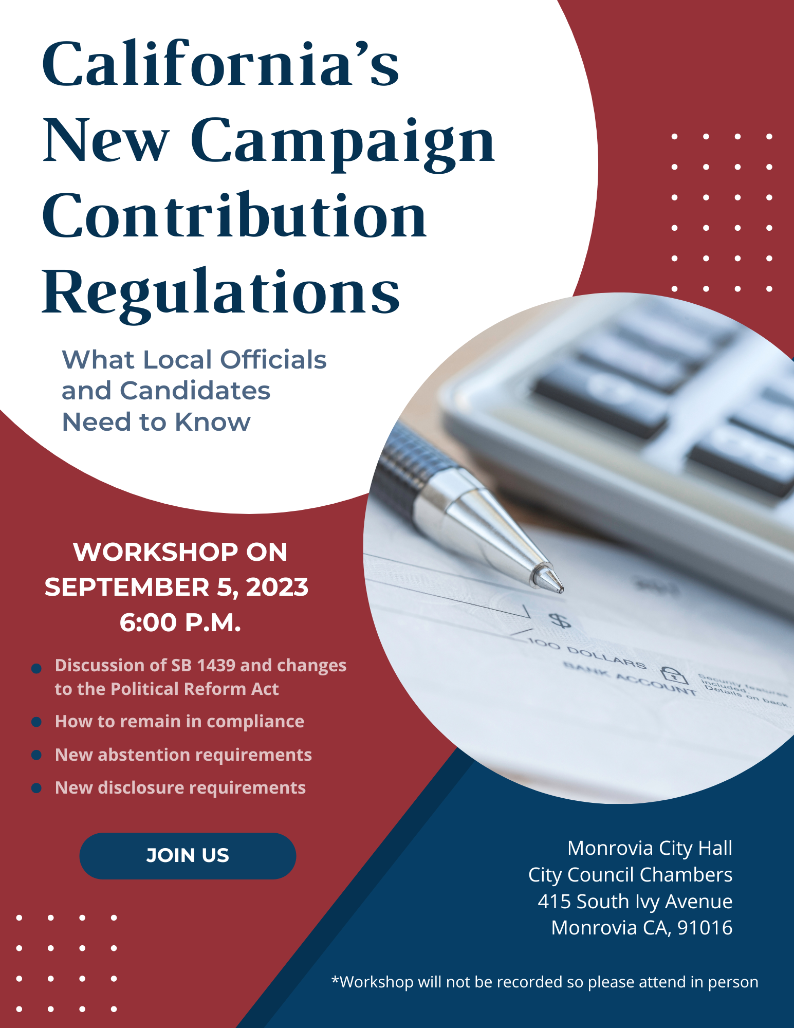 New Campaign Contribution Regulations Workshop Flyer (2)