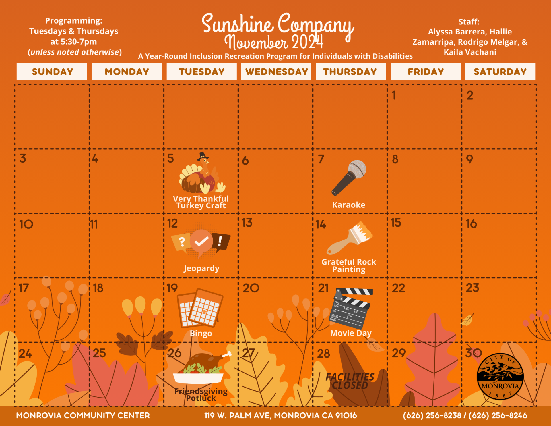 Sunshine November 2024 Calendar