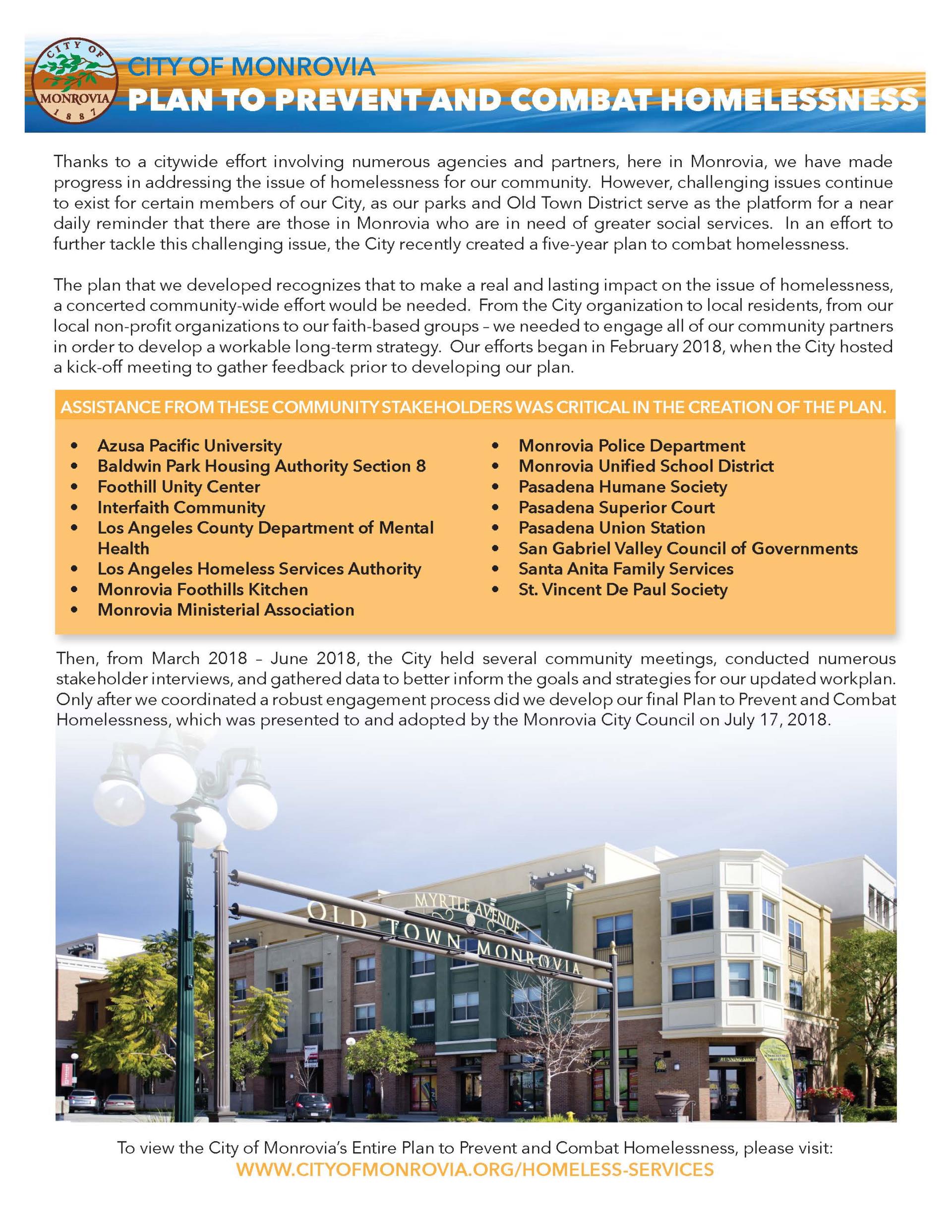 Homeless Plan Executive Summary Background Information